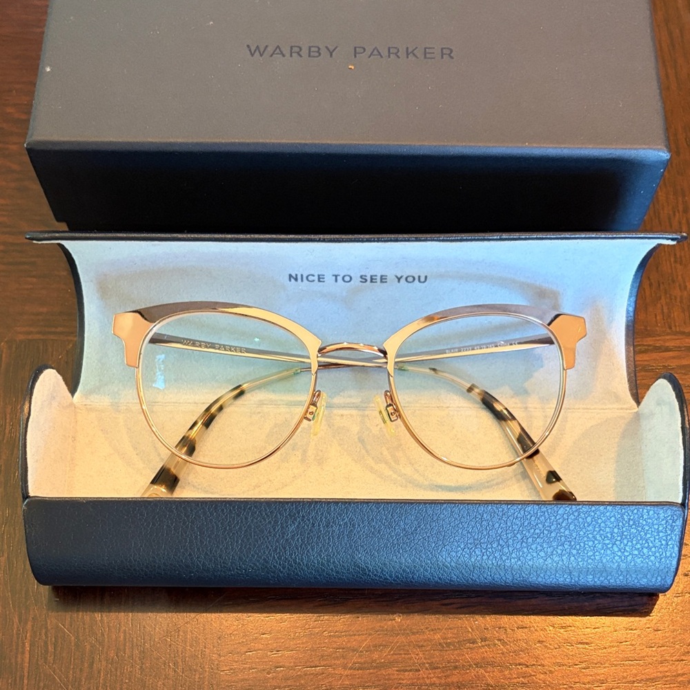Warby Parker Blair Gold Cat Eye Prescription Glasses